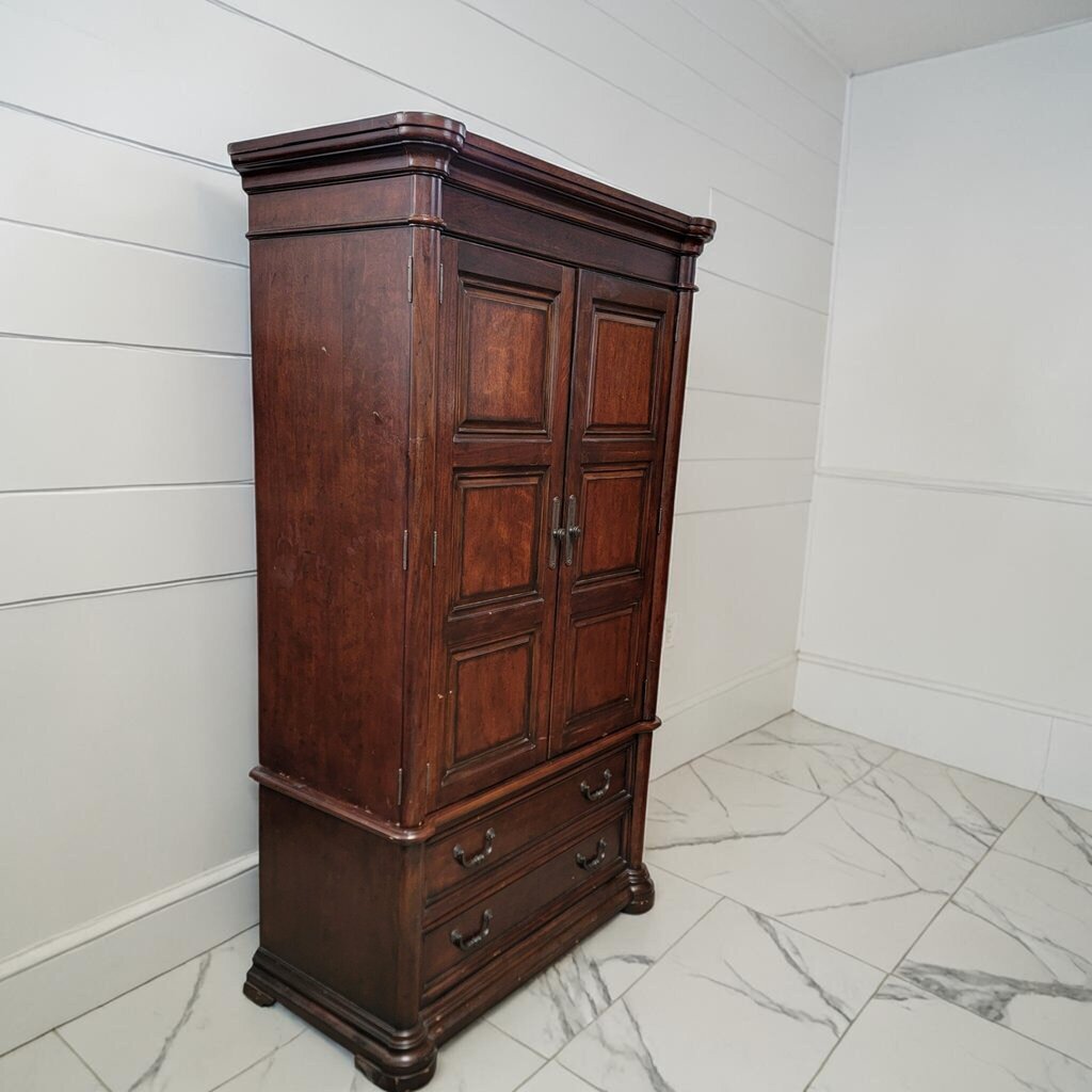 8076 Traditional Two-Piece Dark Wood Media Armoire