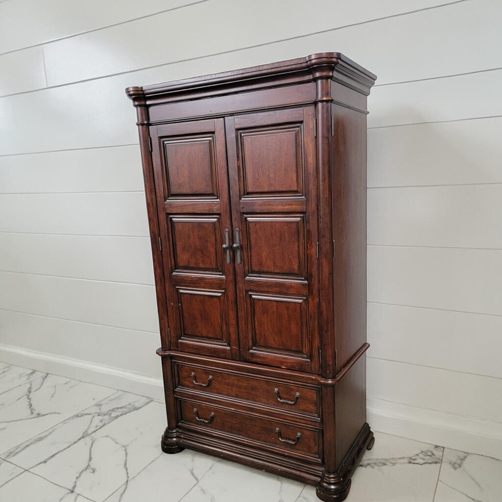 8076 Traditional Two-Piece Dark Wood Media Armoire