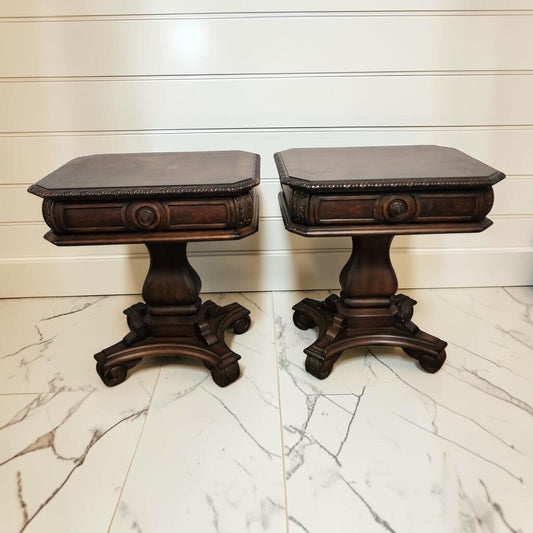 8086-8087 Traditional Carved Pedestal Side #Table