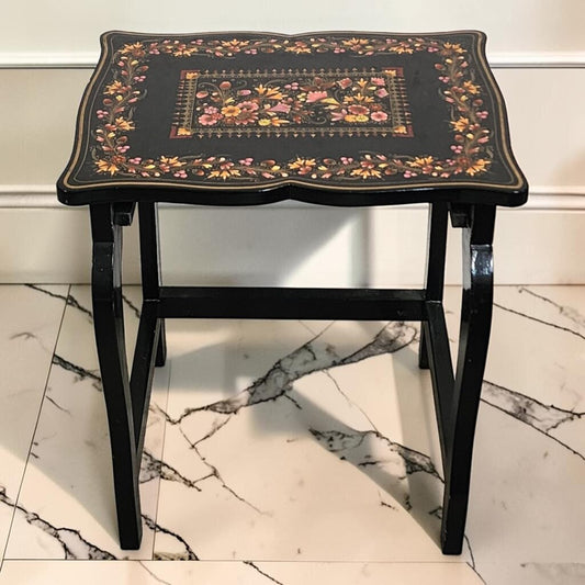 8097 Medium Black Floral Side #Table