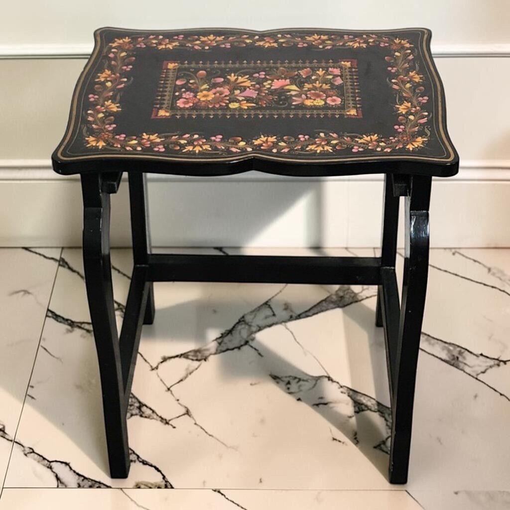 8097 Medium Black Floral Side #Table