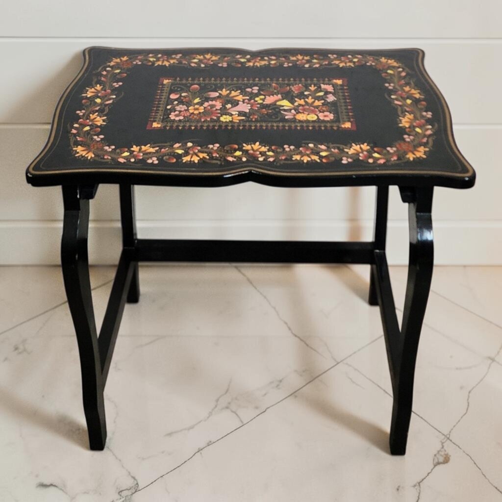 8099 Large Black Floral Side #Table