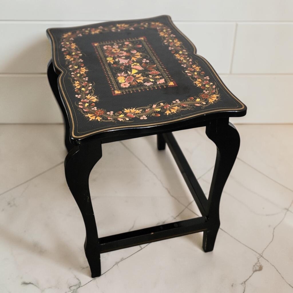 8099 Large Black Floral Side #Table