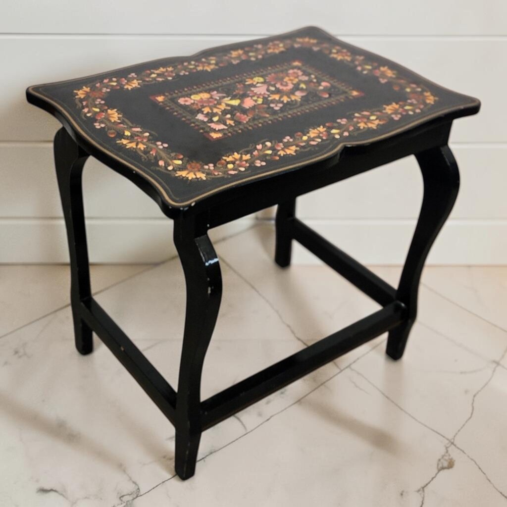8099 Large Black Floral Side #Table