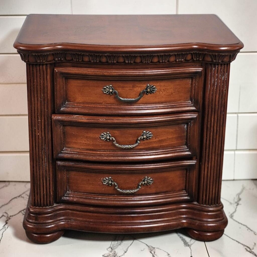 8106 Traditional 3 Drawer #Nightstand with Parquet Inlay