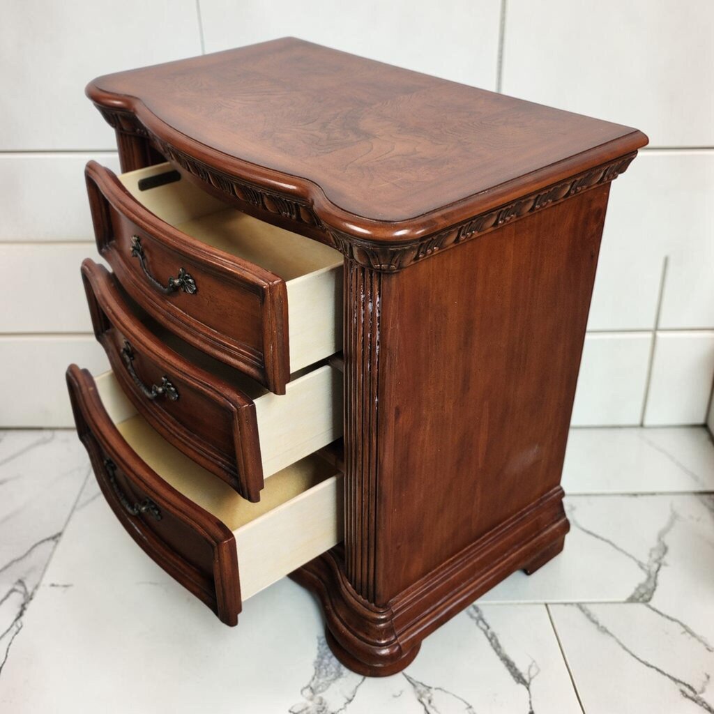 8106 Traditional 3 Drawer #Nightstand with Parquet Inlay