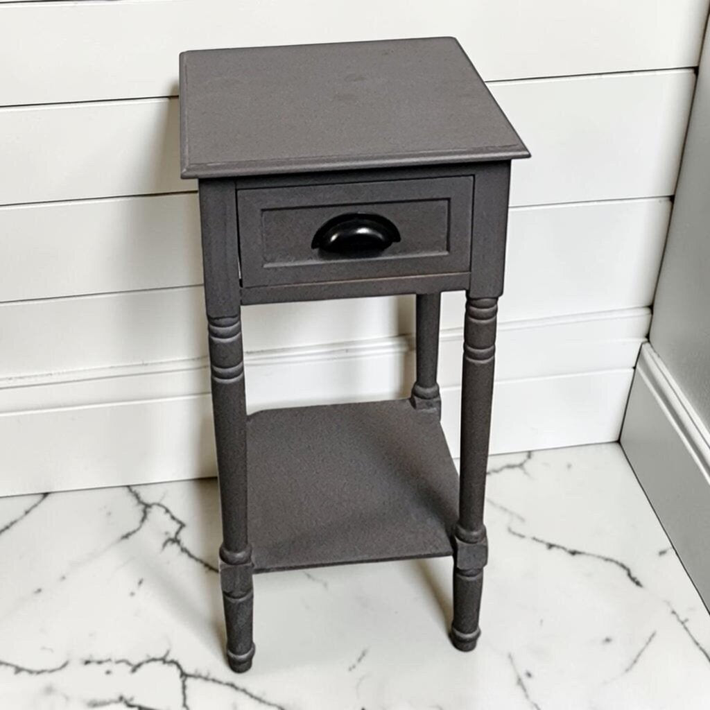 8108 Gray Farmhouse Side #Table with Drawer