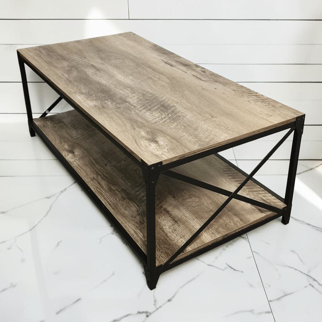 8111 Industrial Barnwood and Metal Coffee #Table