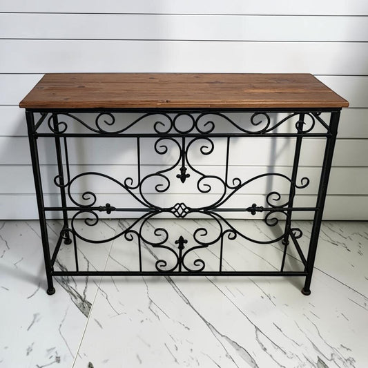 8116 Black Metal and Wood Side #Table