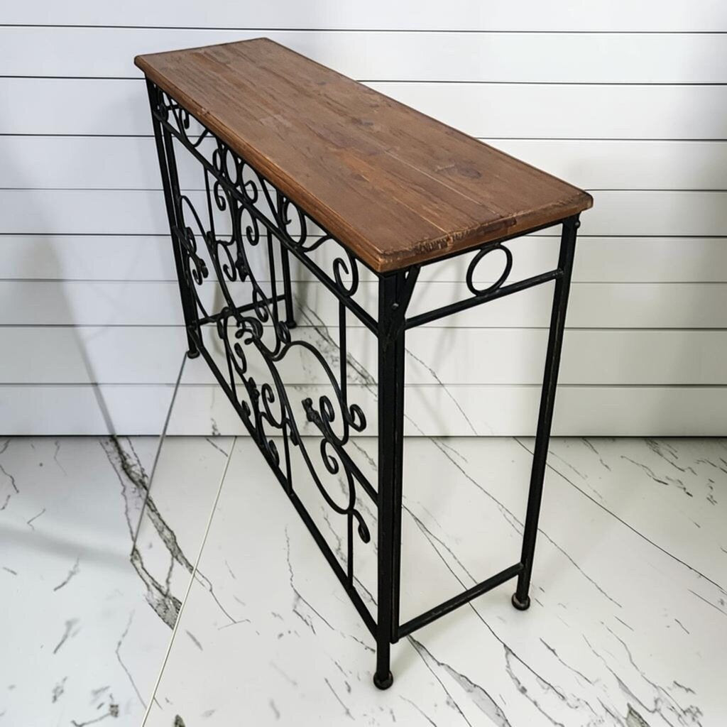 8116 Black Metal and Wood Side #Table