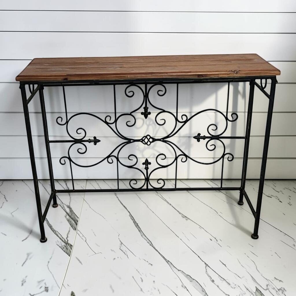 8116 Black Metal and Wood Side #Table