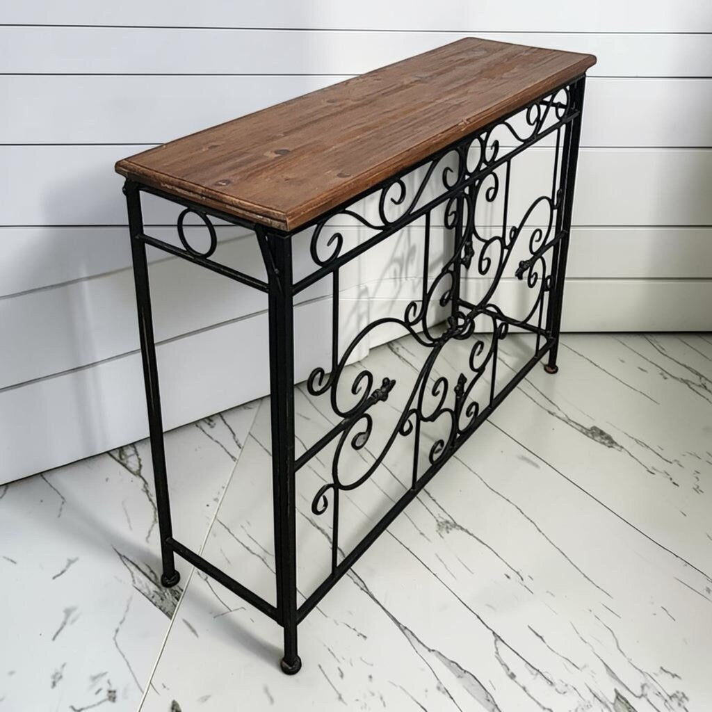 8116 Black Metal and Wood Side #Table