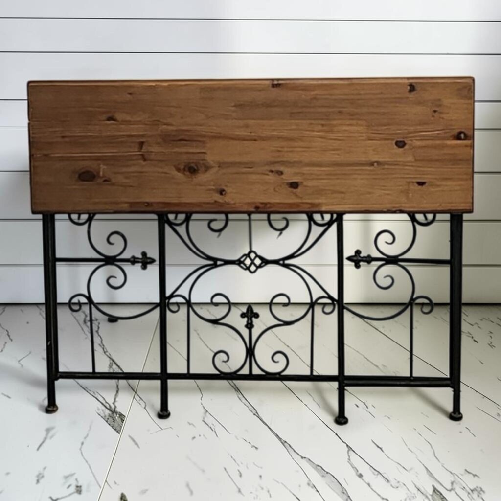 8116 Black Metal and Wood Side #Table