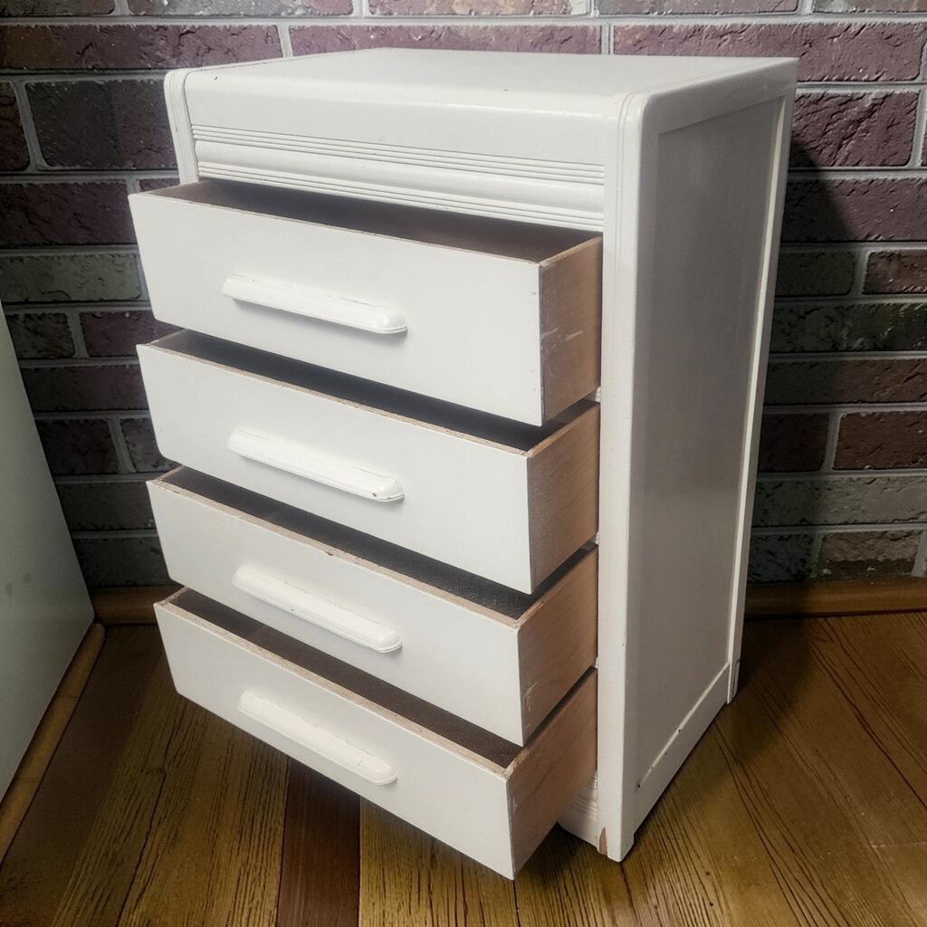8118 Mid-Century Art Deco Style Waterfall 4-Drawer Chest