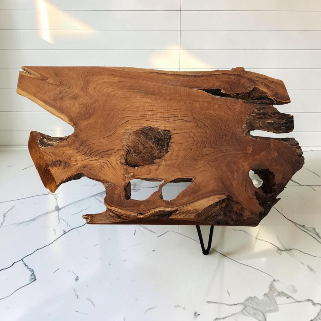 8127 Handcrafted Live Edge Root Slab Coffee #Table