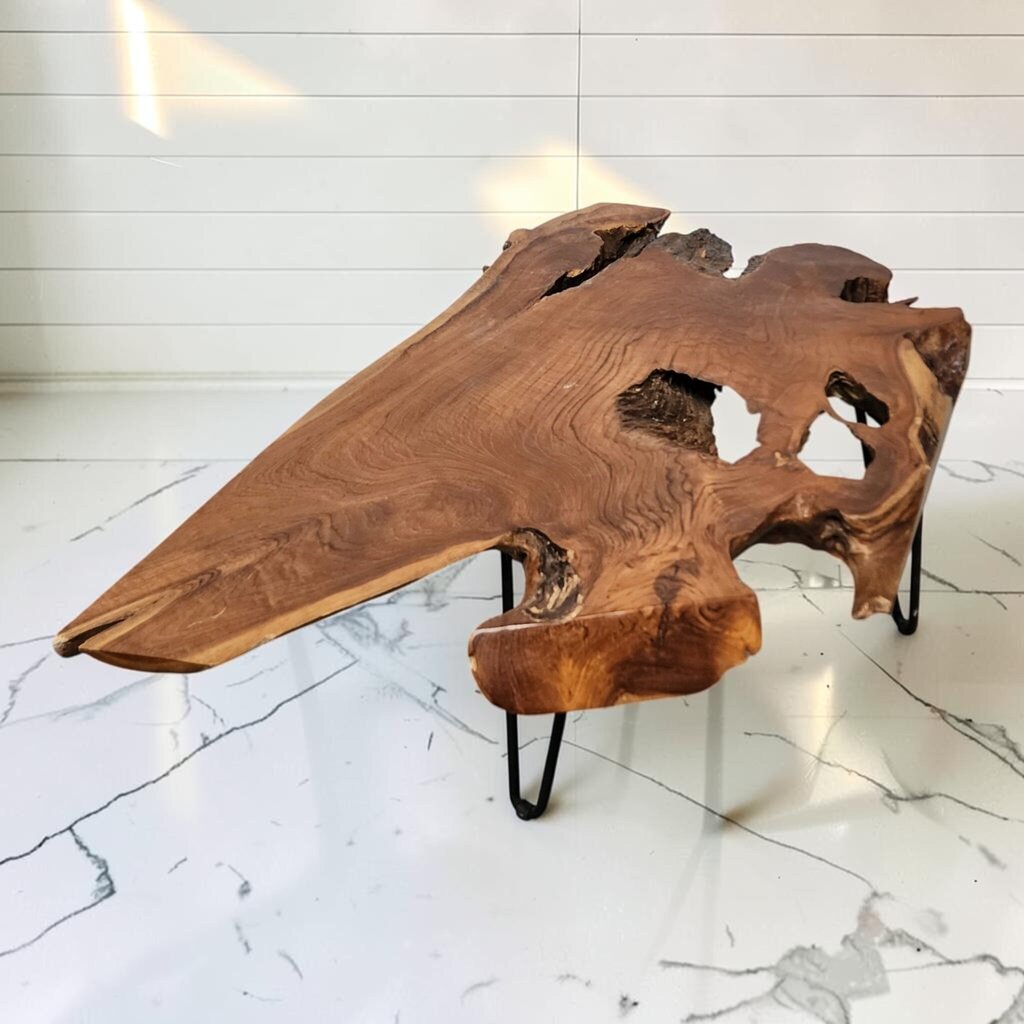 8127 Handcrafted Live Edge Root Slab Coffee #Table