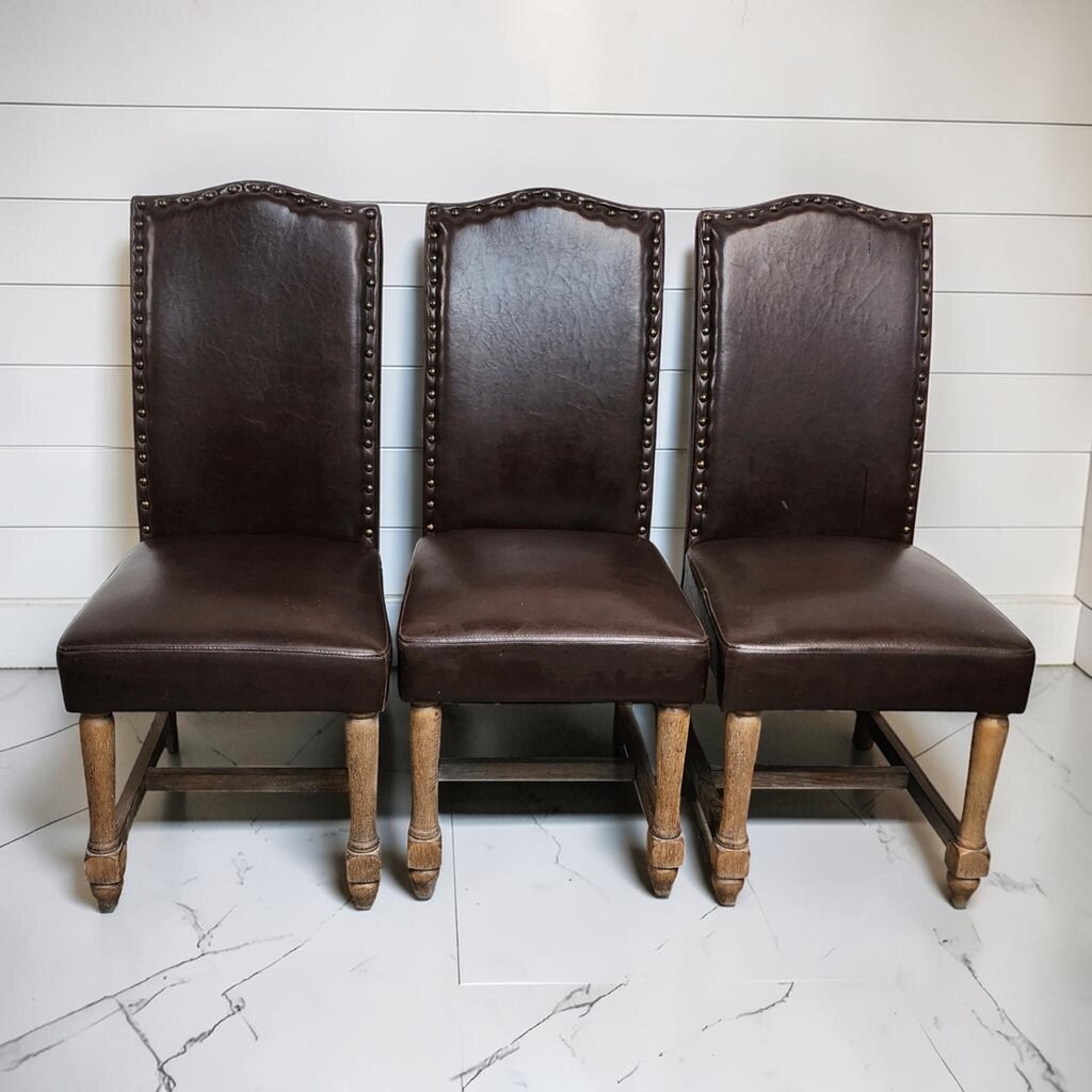 8135-8137 Transitional Camelback Upholstered Dining Chairs with Nailhead Trim