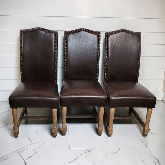8135-8137 Transitional Camelback Upholstered Dining Chairs with Nailhead Trim