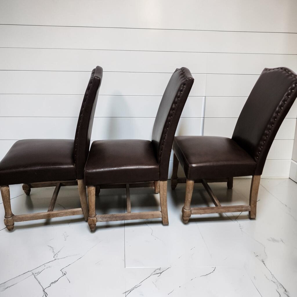 8135-8137 Transitional Camelback Upholstered Dining Chairs with Nailhead Trim