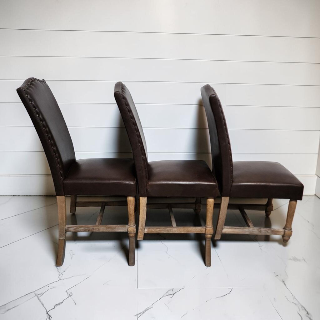 8135-8137 Transitional Camelback Upholstered Dining Chairs with Nailhead Trim
