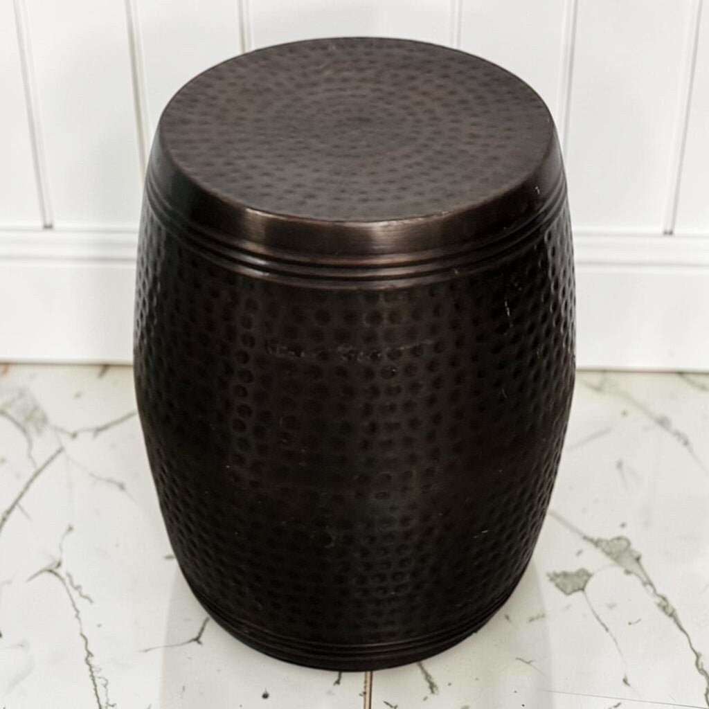 8138 Hammered Oil-Rubbed Bronze Metal Drum Stool