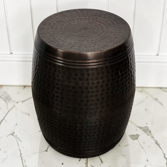 8138 Hammered Oil-Rubbed Bronze Metal Drum Stool