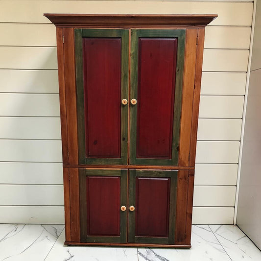 8139 Two-Tone Rustic Painted Pine Armoire