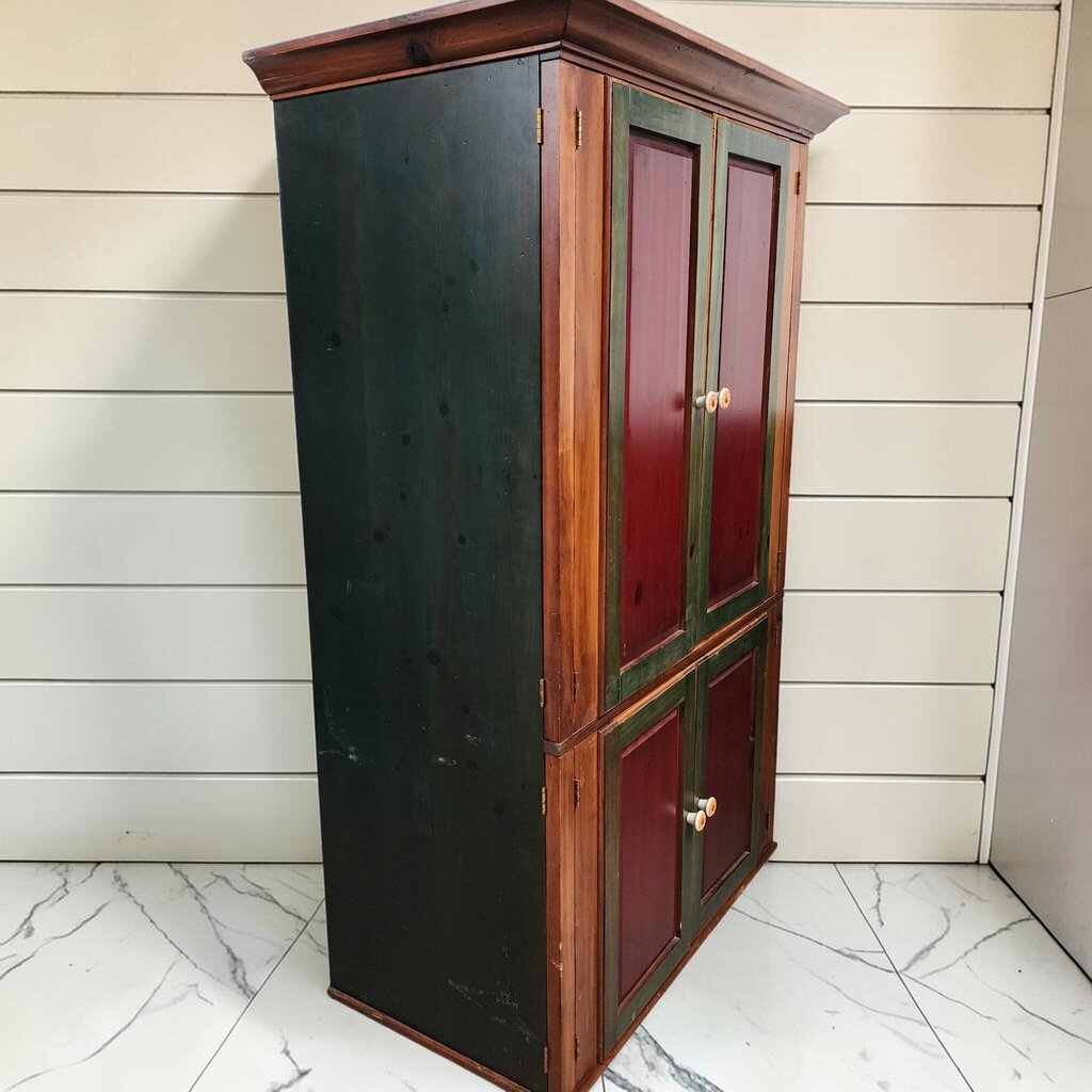 8139 Two-Tone Rustic Painted Pine Armoire