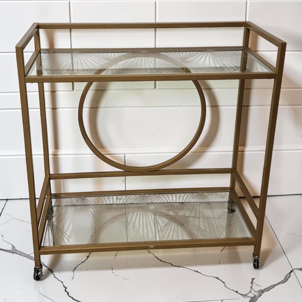 8142 2 Tier Gold Bar #Cart Mid Century Modern Revival