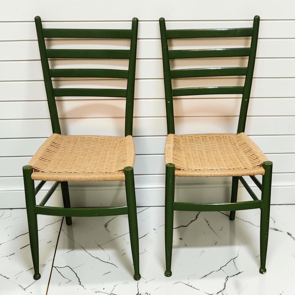 8152-8153 Green Farmhouse Rush Seat Dining #Chair