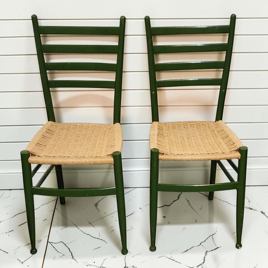 8152-8153 Green Farmhouse Rush Seat Dining #Chair