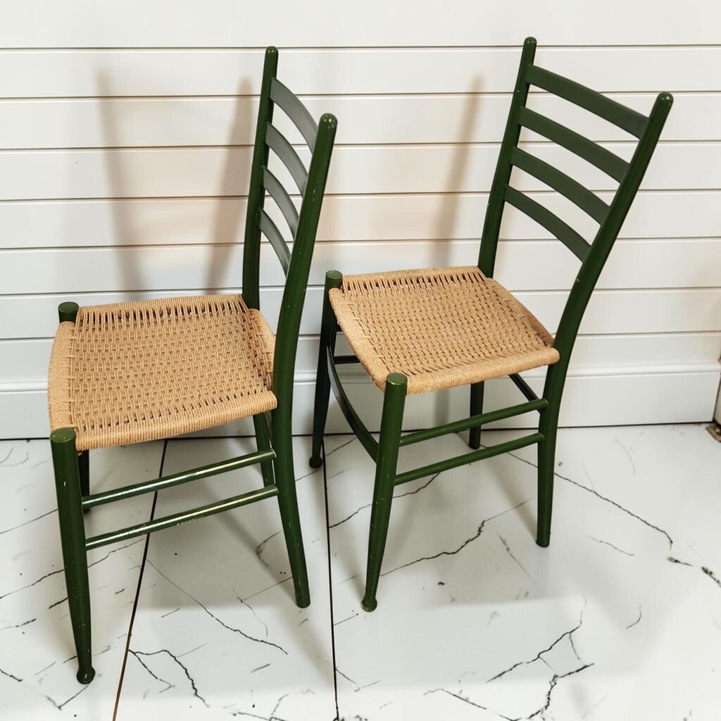 8152-8153 Green Farmhouse Rush Seat Dining #Chair