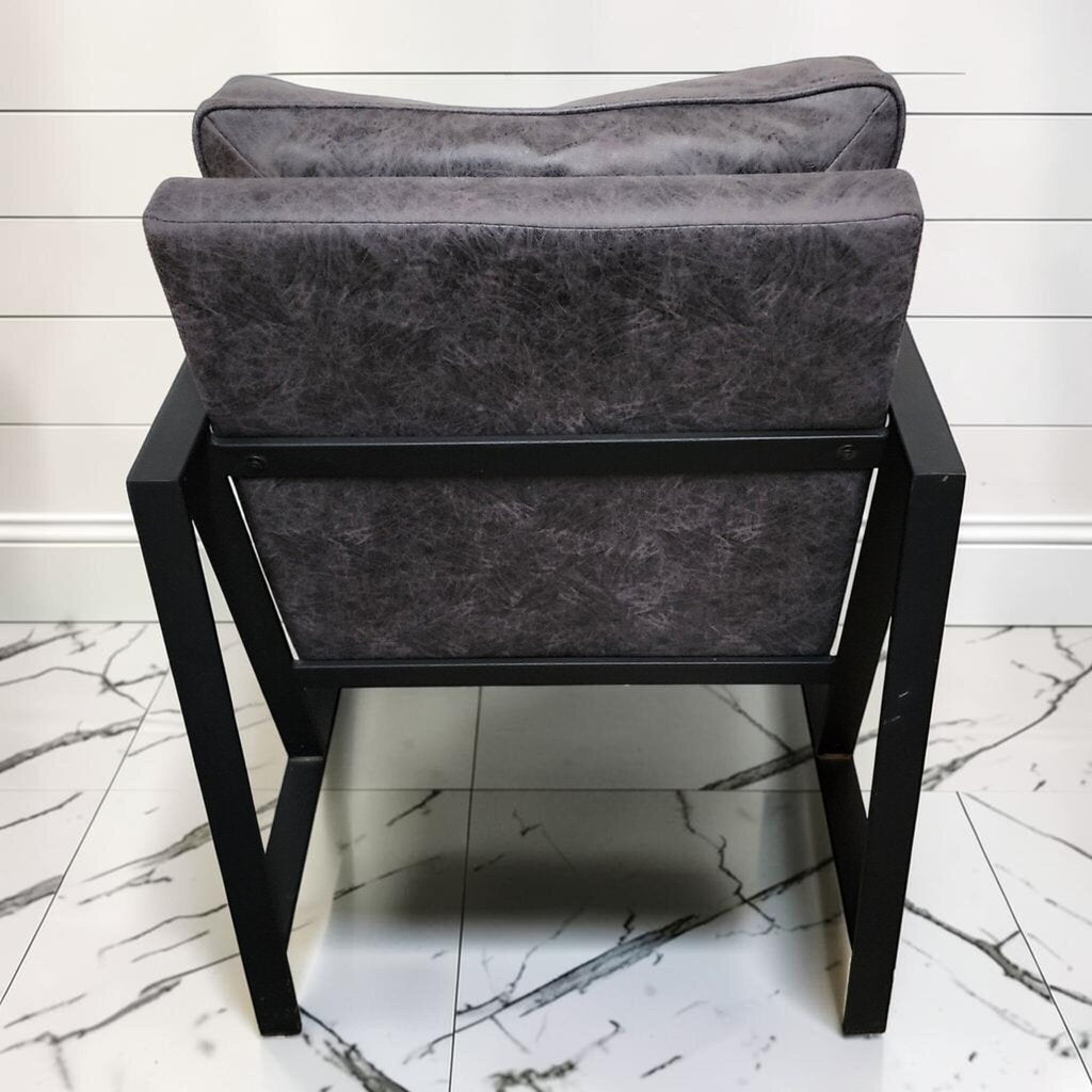 8154 Industrial Modern Distressed Grey Faux Leather #Armchair ~ FURNITURE