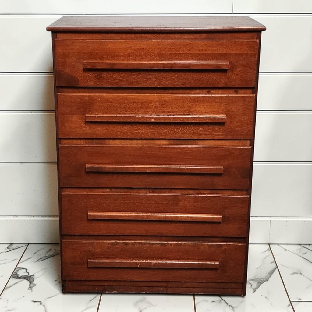 8157 Vintage Solid Wood 5 Drawer Chest