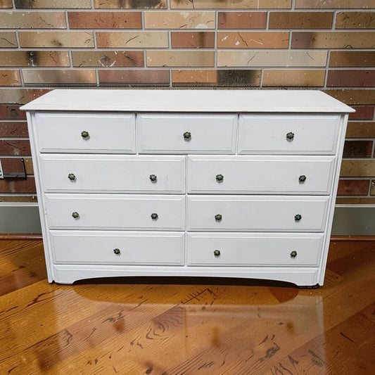 8165 Classic White 9-Drawer Dresser with Floral Accents