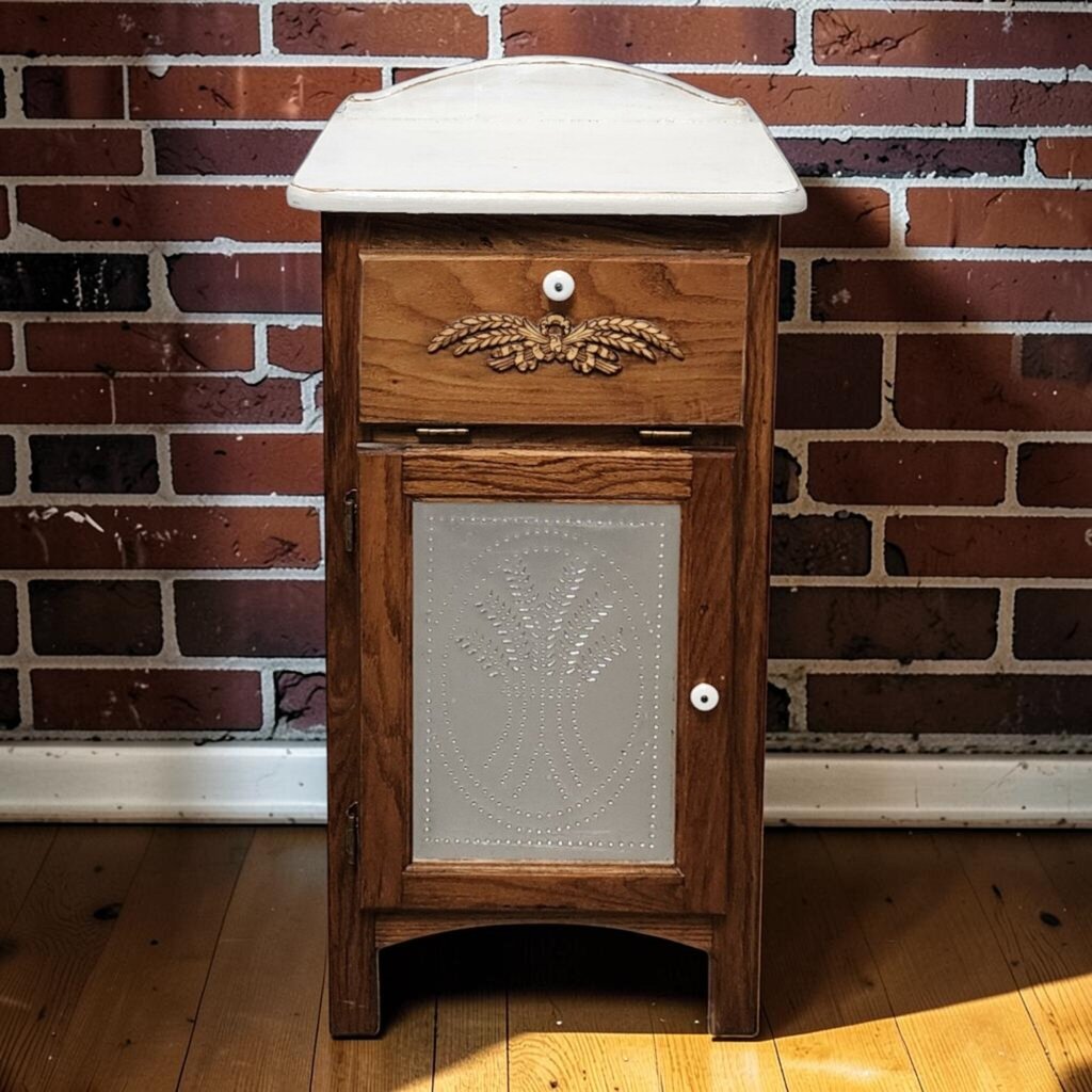 8171 Vintage Oak Pie #Safe with Porcelain Top Used ~ FURNITURE