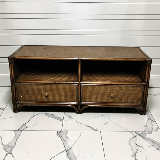 8173 Vintage Woven Rattan and Bamboo Media #Console