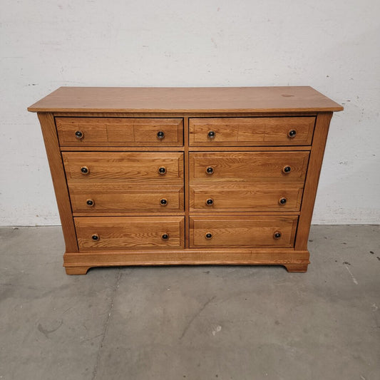 8185 Solid Oak 6 Drawer Transitional Double Dresser