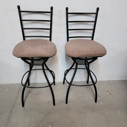 8187-8188 Contemporary Black Metal Ladder-Back Swivel Bar #Stools