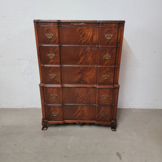 8191 Chippendale Style Mahogany Serpentine 5 Drawer #Chest