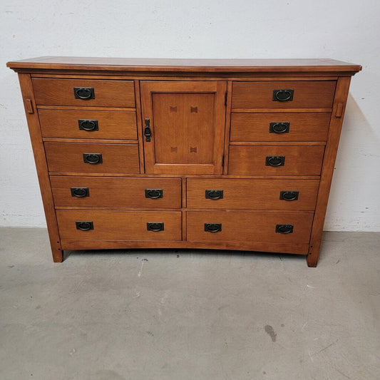 8193 Mission Style Oak #Dresser with Cabinet