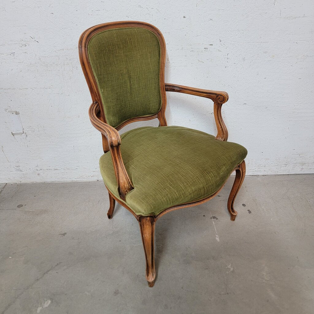 8195 Mid Century Louis XV Style #Armchair with Olive Velvet ~ FURNITURE