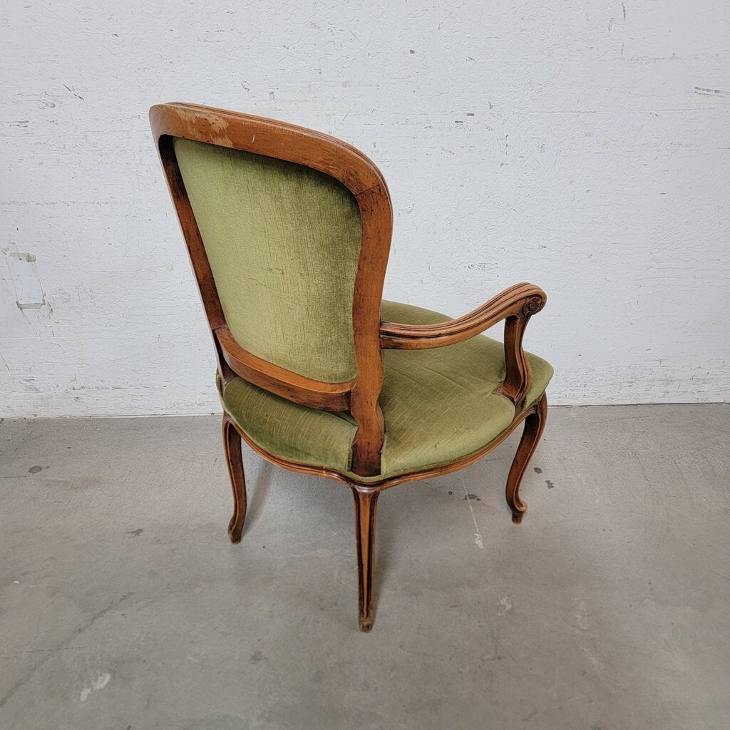 8195 Mid Century Louis XV Style #Armchair with Olive Velvet ~ FURNITURE