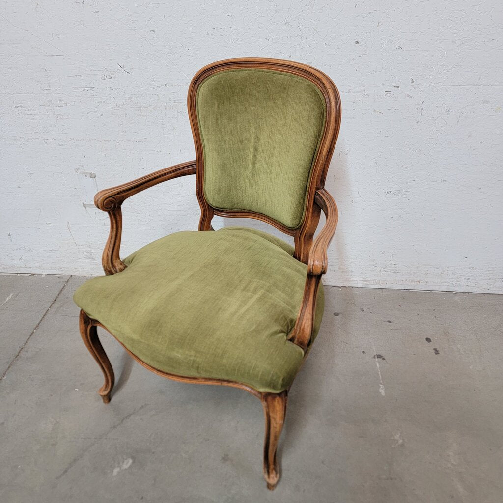 8195 Mid Century Louis XV Style #Armchair with Olive Velvet ~ FURNITURE
