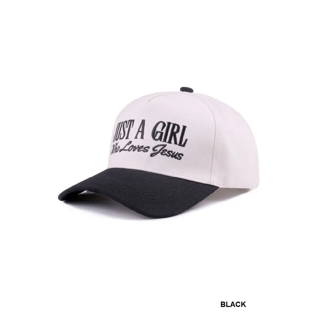 Just a Girl Who Loves Jesus Cotton Cap - Canvas/Black New * Apparel