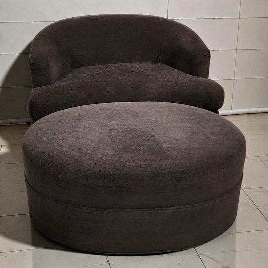 8198 Contemporary Oversized Cuddle Chair and Matching Circular Ottoman