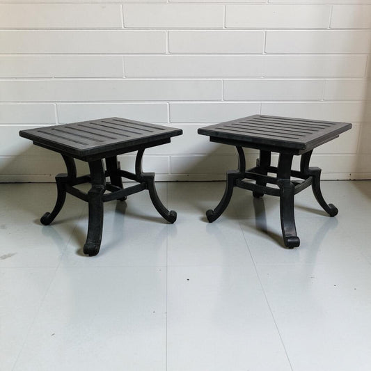 8199-8200 Brown Jordan 'Calcutta' Cast Aluminum Side #Tables Used ~ FURNITURE