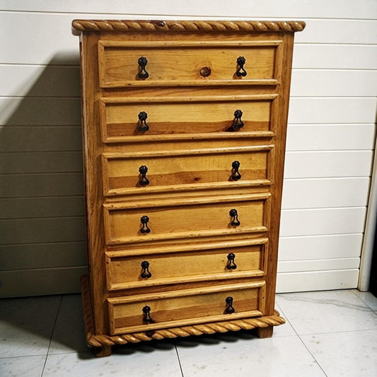 8201 Hand-Carved Mexican Pine 6-Drawer Tallboy #Chest