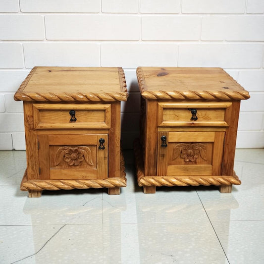 8202-8203 Carved Pine Hacienda Style #Nightstands