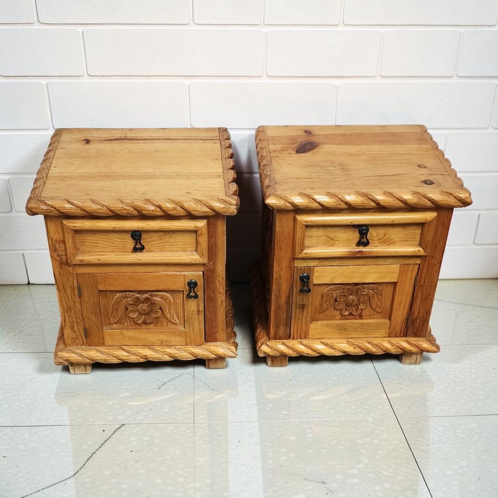 8202-8203 Carved Pine Hacienda Style #Nightstands ~ FURNITURE